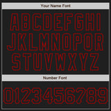 Custom Black Red 3D Pattern Design Curve Lines Authentic Baseball Jersey