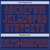 Custom Royal Orange 3D Pattern Design Curve Lines Authentic Baseball Jersey