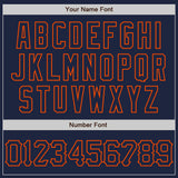 Custom Navy Orange 3D Pattern Design Curve Lines Authentic Baseball Jersey