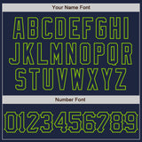 Custom Navy Neon Green 3D Pattern Design Curve Lines Authentic Baseball Jersey
