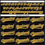Custom Black Gold-White 3D Pattern Design Curve Solid Authentic Baseball Jersey