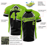 Custom Black Neon Green-White 3D Pattern Design Curve Solid Authentic Baseball Jersey