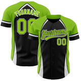 Custom Black Neon Green-White 3D Pattern Design Curve Solid Authentic Baseball Jersey