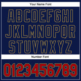 Custom Navy Red-Old Gold 3D Pattern Design Curve Solid Authentic Baseball Jersey