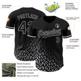 Custom Black Gray 3D Pattern Design Leopard Print Fade Fashion Authentic Baseball Jersey