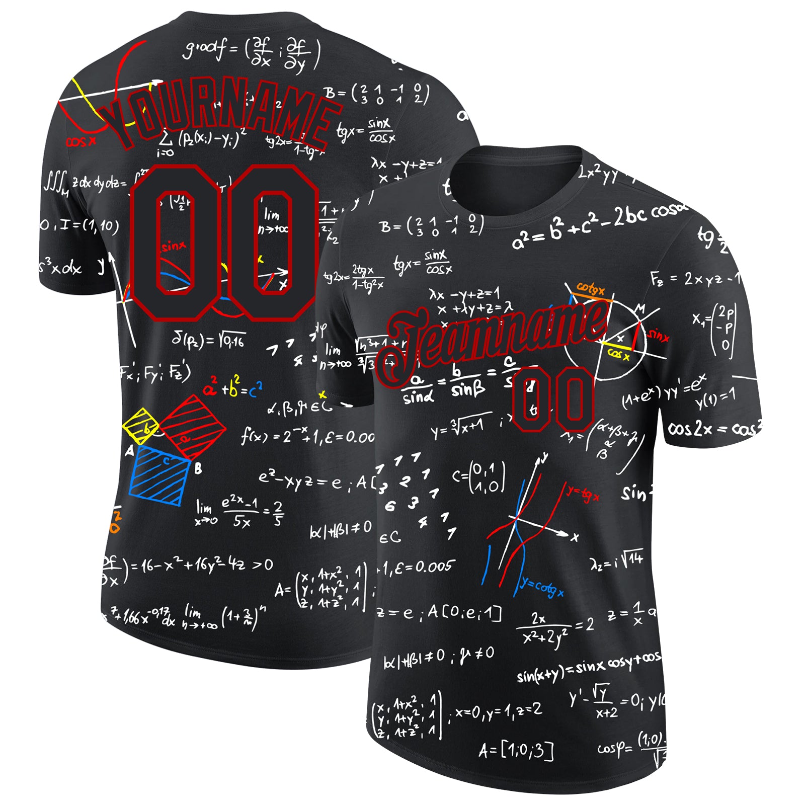 Custom 3D Pattern Design Math Performance T-Shirt