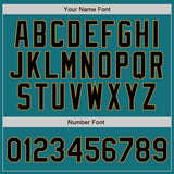 Custom Teal Black Pinstripe Black-Old Gold Authentic Baseball Jersey