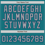 Custom Teal Gray Pinstripe Gray-Navy Authentic Baseball Jersey