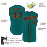 Custom Aqua Black-Orange Authentic Sleeveless Baseball Jersey