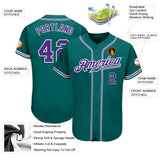 Custom Teal Purple-White Authentic Baseball Jersey