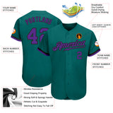 Custom Teal Purple-Black Authentic Baseball Jersey