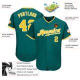Custom Teal Gold-White Authentic Baseball Jersey