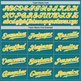 Custom Teal Gold-White Authentic Baseball Jersey