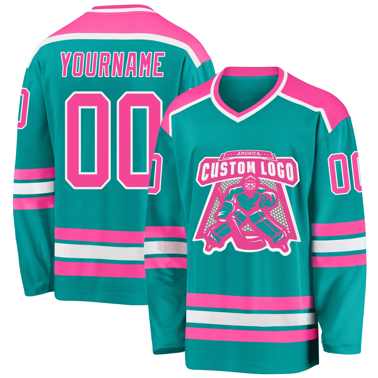 Cheap Custom Royal Pink-White Hockey Jersey Free Shipping