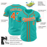 Custom Aqua White Pinstripe Orange Authentic Baseball Jersey