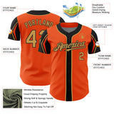 Custom Orange Old Gold-Black 3 Colors Arm Shapes Authentic Baseball Jersey