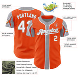 Custom Orange White-Gray 3 Colors Arm Shapes Authentic Baseball Jersey