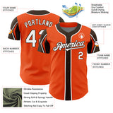 Custom Orange White-Brown 3 Colors Arm Shapes Authentic Baseball Jersey