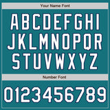 Custom Teal White-Navy 3 Colors Arm Shapes Authentic Baseball Jersey