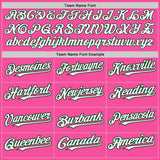 Custom Pink White-Green 3 Colors Arm Shapes Authentic Baseball Jersey
