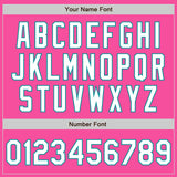 Custom Pink White-Teal 3 Colors Arm Shapes Authentic Baseball Jersey