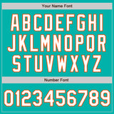 Custom Aqua White-Orange 3 Colors Arm Shapes Authentic Baseball Jersey