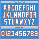Custom Electric Blue White-Orange 3 Colors Arm Shapes Authentic Baseball Jersey