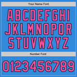 Custom Electric Blue Pink-Black 3 Colors Arm Shapes Authentic Baseball Jersey