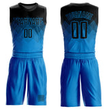 Custom Blue Black Round Neck Sublimation Basketball Suit Jersey