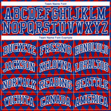 Custom Red Royal-White Triangle Shapes Round Neck Sublimation Basketball Suit Jersey