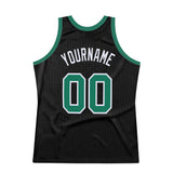 Custom Black Kelly Green-White Authentic Throwback Basketball Jersey