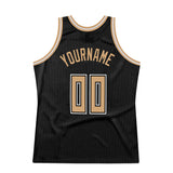 Custom Black Old Gold-White Authentic Throwback Basketball Jersey