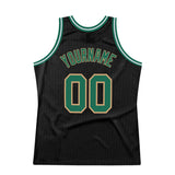 Custom Black Kelly Green-Old Gold Authentic Throwback Basketball Jersey
