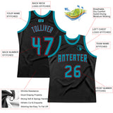 Custom Black Teal-Red Authentic Throwback Basketball Jersey