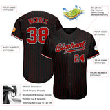 Custom Black Red Pinstripe Red-White Authentic Baseball Jersey