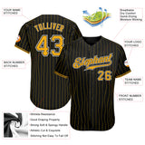 Custom Black Gold Pinstripe Gold-White Authentic Baseball Jersey