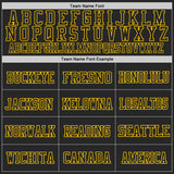 Custom Black Black-Gold Mesh Authentic Throwback Football Jersey