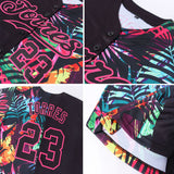 Custom Black Black-Pink 3D Pattern Design Tropical Palm Palm Leaves Authentic Baseball Jersey