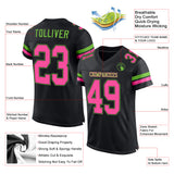 Custom Black Pink-Neon Green Mesh Authentic Football Jersey