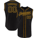 Custom Black Black-Gold Authentic Sleeveless Baseball Jersey