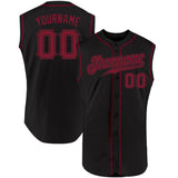 Custom Black Crimson Authentic Sleeveless Baseball Jersey