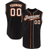 Custom Black White-Orange Authentic Sleeveless Baseball Jersey
