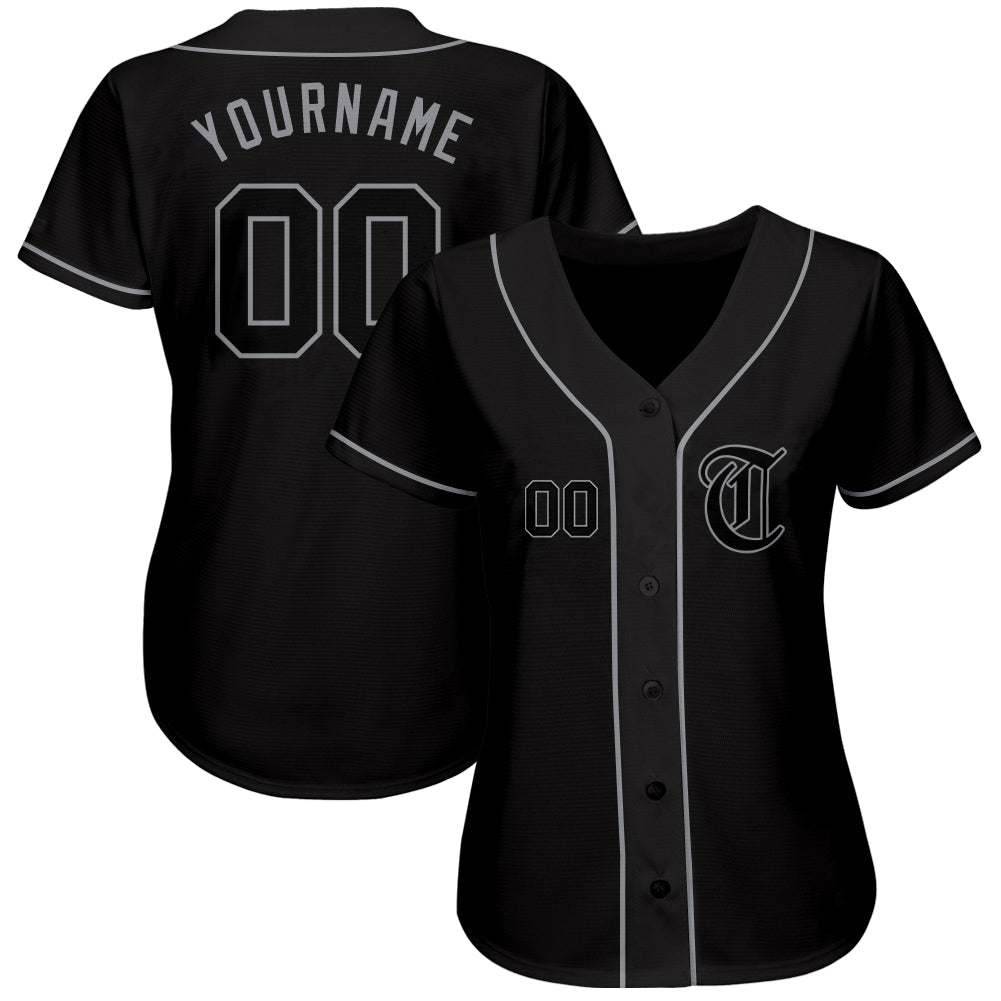 Custom Black Black-Gray Authentic Baseball Jersey