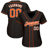 Custom Black Orange Pinstripe Orange-White Authentic Baseball Jersey