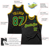 Custom Black Kelly Green-Gold Authentic Throwback Basketball Jersey
