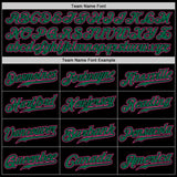 Custom Black Pink-Kelly Green Authentic Baseball Jersey