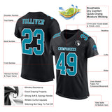 Custom Black Teal-White Mesh Authentic Football Jersey