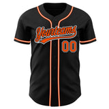 Custom Black Orange-White Authentic Baseball Jersey