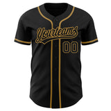 Custom Black Black-Old Gold Authentic Baseball Jersey