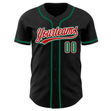 Custom Black Kelly Green-Red Authentic Baseball Jersey